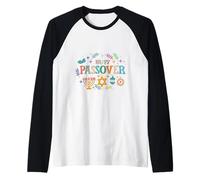 Happy Passover Colorful Jewish Menorah and Star of David Raglan Baseball Tee