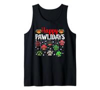 Happy Pawlidays Funny Christmas Dog Paw Xmas Dogs Lover Tank Top