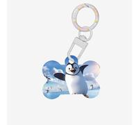(Happy Penguin) Bone Shaped Acrylic Pet ID Tag Lightweight Dog Tag Cute Printed Cat Necklace Decoration