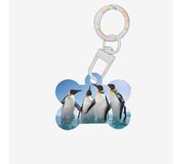 (Happy Penguin) Bone Shaped Acrylic Pet ID Tag Lightweight Dog Tag Cute Printed Cat Necklace Decoration