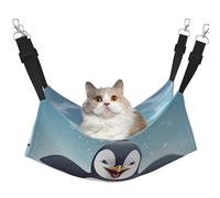 Happy Penguin Cat Hammock for Cage Hanging Soft Pet Hammock Bed with Adjustable Straps and Metal Hooks Reversible Double Sided Hanging Bed Soft Sleeping Hammock for Cats