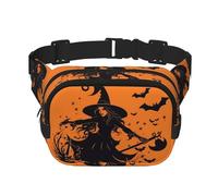 Happy Penguin Fanny Pack for Women Men Fashion Waist Pack Adjustable Belt Bag for Workout Running Travelling Casual Waist Bag, Halloween Witch Flying, One Size
