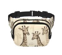 Happy Penguin Fanny Pack for Women Men Fashion Waist Pack Adjustable Belt Bag for Workout Running Travelling Casual Waist Bag, Hand Drawn Giraffes, One Size