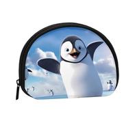 Happy Penguin Full Format Printed Polyester Portable Mini Storage Bag Shell Shaped Wallet Small Coin Wallet Shell Storage Bag
