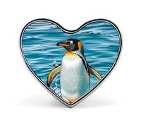 Happy Penguin in the water A Pattern with Horses As A Background Lapel Pin - Heart Shape Brooch Pins for Men & Women Suit Accessories, 1" Lightweight Enamel Lapel Pins Buttons for Backpacks, Hats, Bag