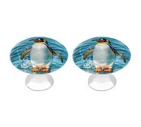 Happy Penguin in The Water Cabinet Knobs 2 Pack Drawer Pulls Stainless Steel Dresser Knobs Rustic Decorative Cabinet Pull Easy Install Wardrobes Handle with Screws Door Handles Furniture Hardware
