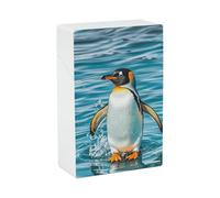 Happy Penguin in The Water Cigarette Case - Waterproof & Crush Proof Cigarette Holder Case for 20 King Size Cigarettes, Portable Pocket Size Travel Box for Men & Women