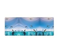 Happy Penguin in the Water Desk Protector Mat, Extra Large and Durable Desk Pad with Non-Slip Backing for Home Office Use