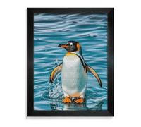 Happy Penguin in The Water Diamond Painting Kits for Adults 5D DIY Drill Diamond Art Kits Arts And Crafts for Beginners Sparkling Home Wall Decor Painting for Living Room Bedroom Blackwood 40*50cm