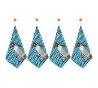 Happy Penguin in The Water Kitchen Towels Set -4PCS Super Absorbent Hand Towels, Soft Face Towel Set with Hanging Loop Lightweight Quick Dry Microfiber Dish Towels for Yoga Camping Hotel Spa Travel