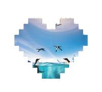 Happy Penguin In The Water Print Building Brick Puzzles, Family Keepsake Romantic Home Decor Anniversary Birthday Gifts