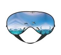 Happy Penguin in The Water Print Soft Eye Mask for Women Men Comfortable with Adjustable Strap for Travel Yoga Nap Shift Work