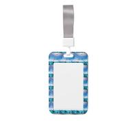 Happy Penguin in The Water Printed Id Card Badge Holder with Neck Strap Waterproof Name Card Holder Plastic Vertical Sleeve Pocket