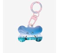 Happy Penguin in The Water Printing Acrylic Dog Bone Ornament,Dog Tags Personalized Pet Ornament, Key Chain Bone Shaped Id Tags