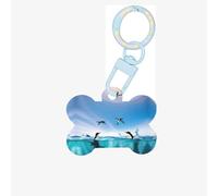 Happy Penguin in The Water Printing Acrylic Dog Bone Ornament,Dog Tags Personalized Pet Ornament, Key Chain Bone Shaped Id Tags