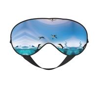 Happy Penguin in The Water Printing Double Side Soft Eye Mask Reversible Design, Adjustable for Snug Fit, Blocks Light Eye Mask