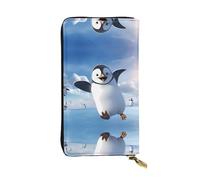 Happy Penguin Leather Wallet - Fully Printed Design, Durable Faux Leather, Metal Zipper, Multiple Card Slots And Cash Pocket, Perfect For Elegant Men Or Women, A Stylish And Personalized Gift