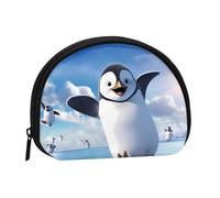 Happy Penguin Minis Storage Bag Shell Wallet Small Coin Purse with Minis with Zipper Change Purse for Coin Keys You Can Also Store Any Small Objects You Want