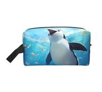 Happy Penguin Portable Large-Capacity Travel Toiletry Bag (Print Models) Waterproof Makeup Storage Bag for Men and Women for Business Trips, Fitness, Bathroom, Daily Storage
