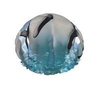 Happy Penguin -Print Extra Large Waterproof Shower Cap-Double Layer Protection For Long/Curly Hair