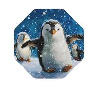 Happy Penguin Print Leather Coaster Set of 6, Octagon Coasters Table Decorative Coffee Cup Beverage Coasters Wine Beer Bar Coasters for Hot Drinks Table Protection