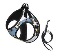 Happy Penguin Print Pet Leash Vest,Breathable Mesh Pet Harness, Reflective For Small Medium Dogs Safe Easy Walking