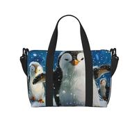 Happy Penguin Print Travel Duffel Bag, Lightweight Water-Resistant Weekender Spacious Gym & Travel Bag for Men, Women & Teens