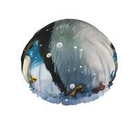 Happy Penguin Printed Double-Layer Waterproof Shower Cap - Reusable Spa & Face Mask Bathing Hat for Travel, Home Care & Beauty Routine