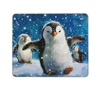 Happy Penguin Printed Gaming Mouse Pad 10.3x8.3 Inches, Non-Slip Rubber Base Laptop Mousepad Desk Mat with Stitched Edges for Gamer, Office, Home
