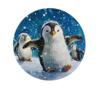 Happy Penguin Printed Gaming Mouse Pad 2 PCS, Round Non-Slip Rubber Base Laptop Mousepad Desk Mat for Gamer, Office, Home