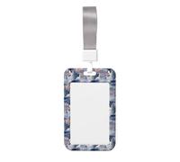 Happy Penguin Printed Id Badge Holder with Neck Strap Vertical Waterproof Name Card Holder for Office School
