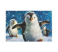 Happy Penguin Printed Jigsaw Puzzle 14.4x9.8 CM, Rectangular Puzzle Challenging Game for Adults Gifts, Family Fun Decorative Wall Decor