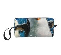 Happy Penguin Printed Travel Makeup Bag Portable Cosmetic Bag Makeup Case Toiletry Handbag Organiser for Women