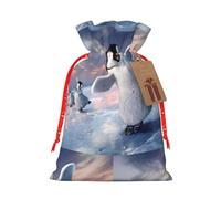 Happy Penguin Printing 4.7x6.9 In Christmas Bag With Drawstring,Ideal For Adults To Wrap Gifts For Christmas Halloween