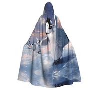 Happy Penguin Printing 57.8 Inches Length Adult Vampire Hooded Cloak,Hooded Cloak For Halloween Role Playing With Tie