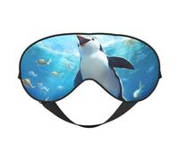Happy Penguin Sleep Mask for Women & Men - Double-Sided Eye Mask with Adjustable Strap, Soft Silky Feel, Light-Blocking & Breathable for Travel, Nap, Shift Work, Yoga