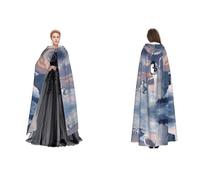 (Happy Penguin) Unisex Hooded Cloak Cape Robe Cosplay Halloween Christmas Fancy Dress Costumes For Adults