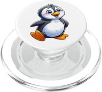 Happy penguin waddling and looking up into the air happily PopSockets PopGrip for MagSafe