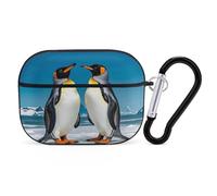 Happy Penguins Airpod Pro Case AirPods 2 Case for Women Hard Shell Protective Cover with Carabiner Keychain Compatible with AirPods Case 2nd 1st Generation, Front LED Visible Black