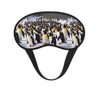 Happy Penguins Print Blackout Sleep Mask, with Adjustable Strap for Travel, Night Work, Nap, Office