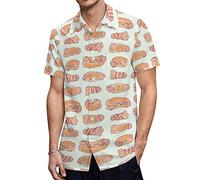 Happy Penis Dick Sweet Bacon Wrapped Mens Shirt Print Short-Sleeve Button Down Hawaiian Shirts Casual Beach Blouse Tops XL