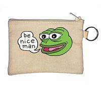 Happy Pepe The Frog Be Nice Man Key Chain Coin Purse Beige