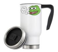 Happy Pepe The Frog Be Nice Man Vacuum Insulated Thermal Travel Coffee Mug 480ml White