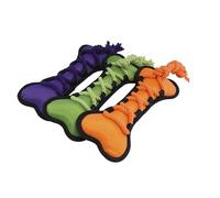 Happy Pet Cross Ropes Bone Dog Toy Strong Tough Squeaky Fun Interactive Chewing Outdoor Playing Catch Fetch Lightweight Tugging Pulling for All Breeds