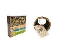 Happy Pet Edible Flower Foraging Tray & Willow Tube - 100% Natural Gnawing and Foraging Toys for Rabbits, Guinea Pigs & Hamsters