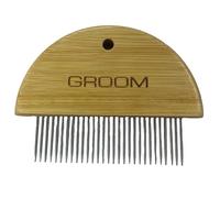 Happy Pet Ergonomic Bamboo Comb with Stainless Steel Pins Comfortable Pain Free No Tangle Undercoat Deshedding for Short to Medium Hair
