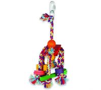 Happy Pet Fiesta Bird Toy with Rope & Wood The Bird House Colourful Parrot Toys