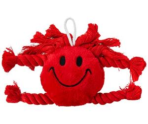 Happy Pet Mad About Pets Red Happy Faces Dog Toy Soft Plush Squeaky Fun Interactive Playing Cuddly Stuffed Lightweight Machine Washable for All Breeds