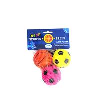 Happy Pet Neon Sports Ball Dog Toy Strong Interactive Outdoor Chewing Playing Catch Fetch Retrieve Durable Safe for Large Medium Small Breeds 3 Pack