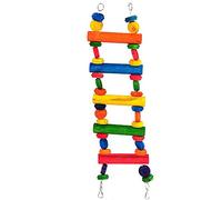 Happy Pet Playtime Ladder Bird Toy Climbing Wooden Perch Durable Hanging Fun Interactive Exercise Playing Cage Accessory for Parrots Cockatiels 69cm
